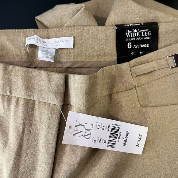 NEW YORK & CO Women's Beige 7th Avenue Wide Leg Pant - Size 6 Avg - NWT $49.95 - Picture 5 of 5